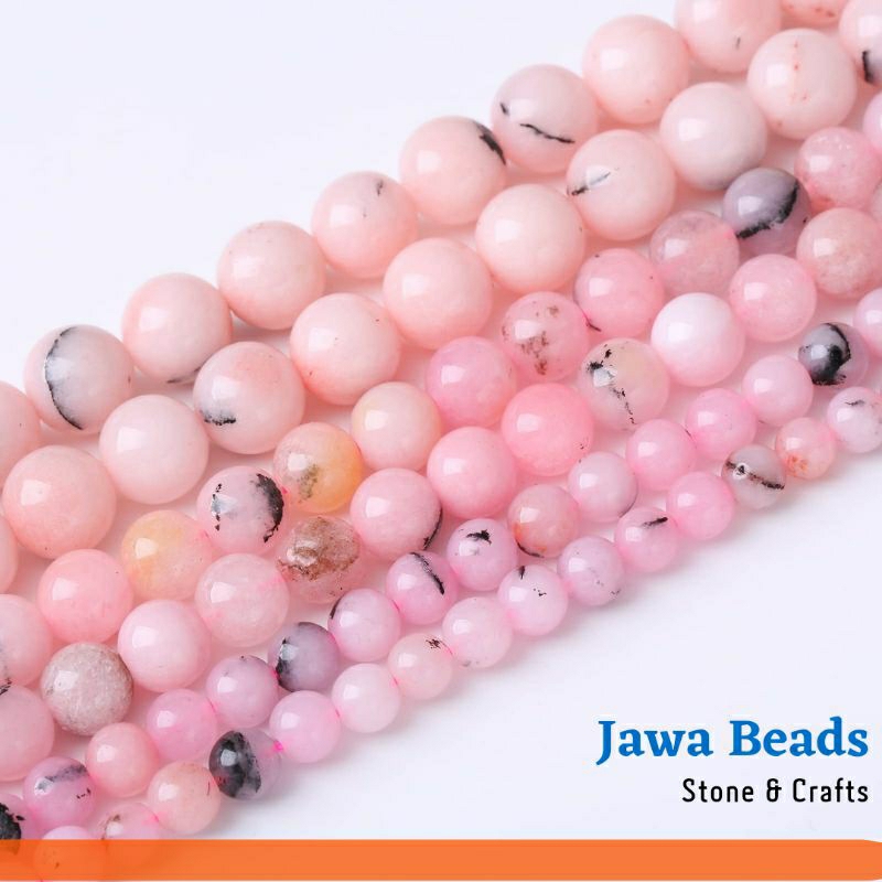 Manik Batu alam Pink Opal Bulat Alami Bahan Gelang Diy Craft