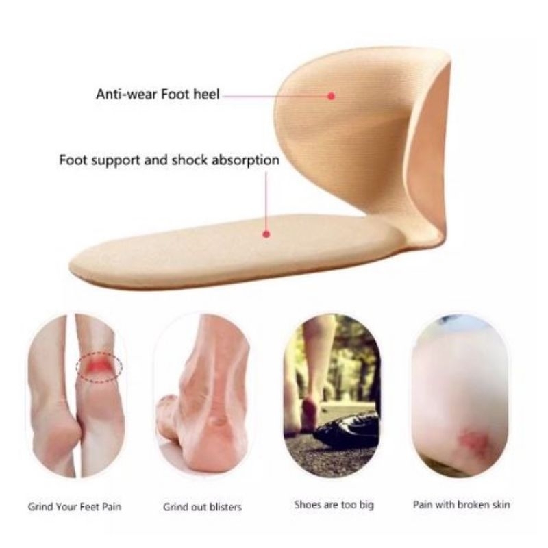 Insole Sepatu Kebesaran Alas Sepatu Tumit Anti Lecet Sol Sepatu Stiker Bantalan Pelindung Tumit Kaki Sepatu 1 pasang Stiker Bantalan Sepatu