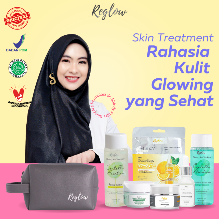 REGLOW OFFICIAL Skincare Glowing Perawatan Wajah Berjerawat Bruntusan Flek Hitam Komedo Pencerah Kul