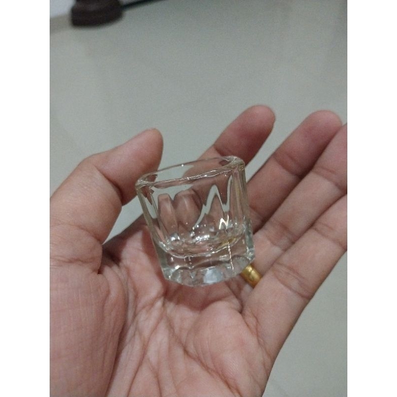 Octagonal Shape Glass cup dappen dish kontainer untuk Arcylic Nail Art Liquid Powder