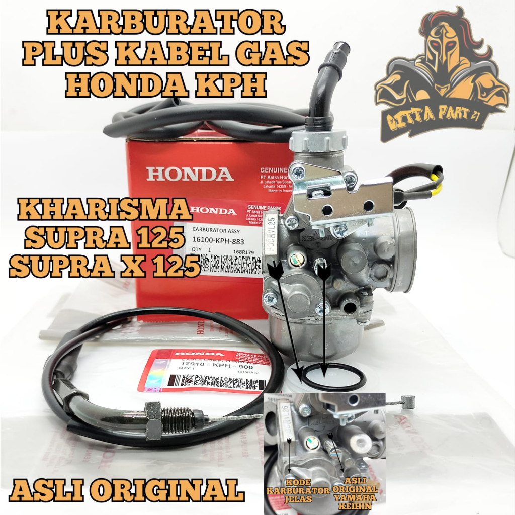 ORIGINAL KARBURATOR CARBURATOR SET PLUS KABEL GAS HONDA KPH KUALITAS ASLI ORIGINAL HONDA AHM PRESISI TIDAK BANJIR TIDAK BOROS DAN DIJMAIN AWET KHARISMA SUPRA 125 SUPRA X 125 KARISMA GRAND CARBU KARBU