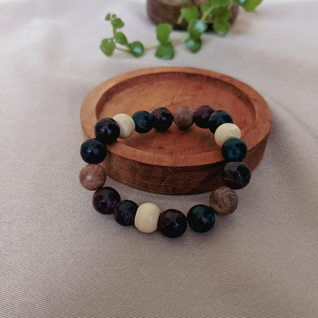 Gelang Aromaterapi Batu Agate Manik Kayu
