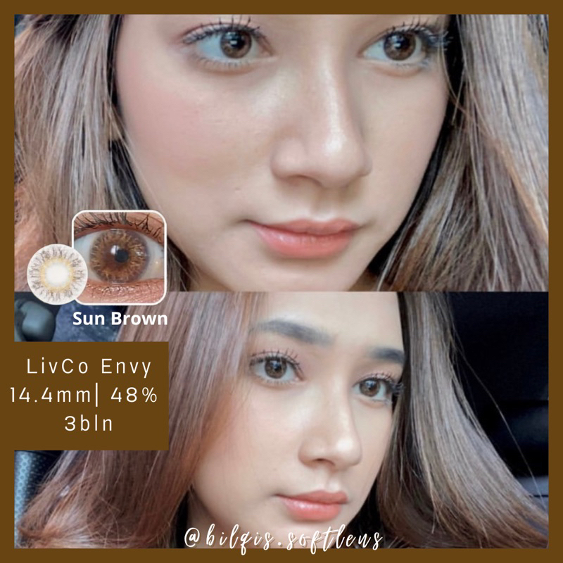 Softlens Envy 14.4mm - Lensa Kontak Tanpa Ring Living Color ENVY Sun Brown