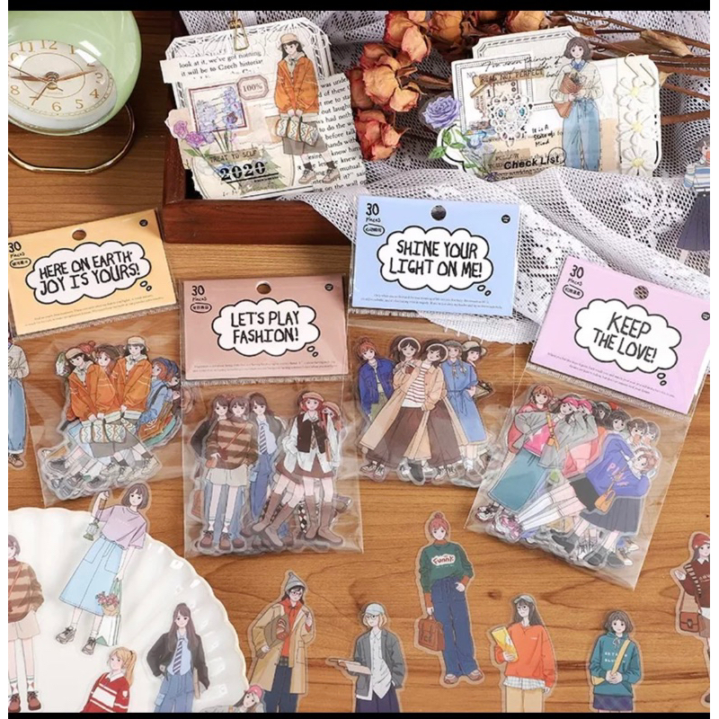 

GP004 | 30 PCS Girl PET Four season series | Sticker waterproof | Untuk jurnal scrapbook vintage aeshtetic