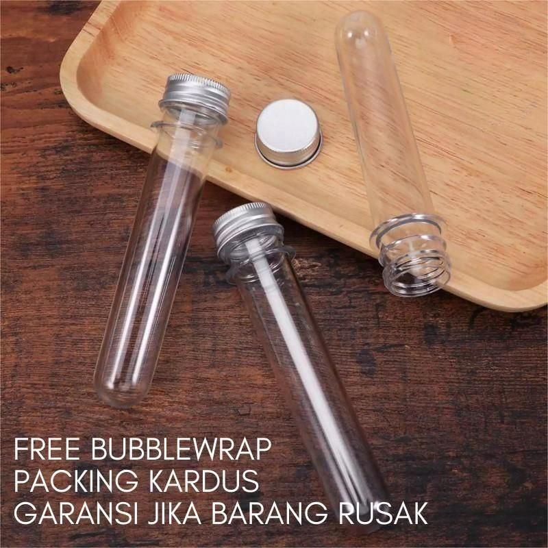 10 Pcs Tabung Reaksi Plastik 80ml Botol Tabung Plastik Tabung Souvenir Bunga Kering Dengan Tutup Aluminium