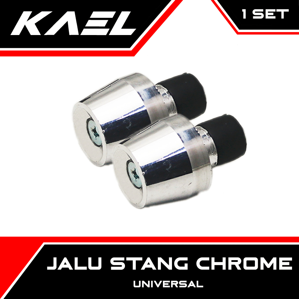 Jalu Stang Chrome PCX Mini Jumbo-Thunder-Satria FU-Shogun Motor Matic-Bebek-Sport Universal Bandul Tutup Ujung Setang Beat-FI-F1-Street-eSP &amp; Vario 150-125 LED Silver Kecil Besar