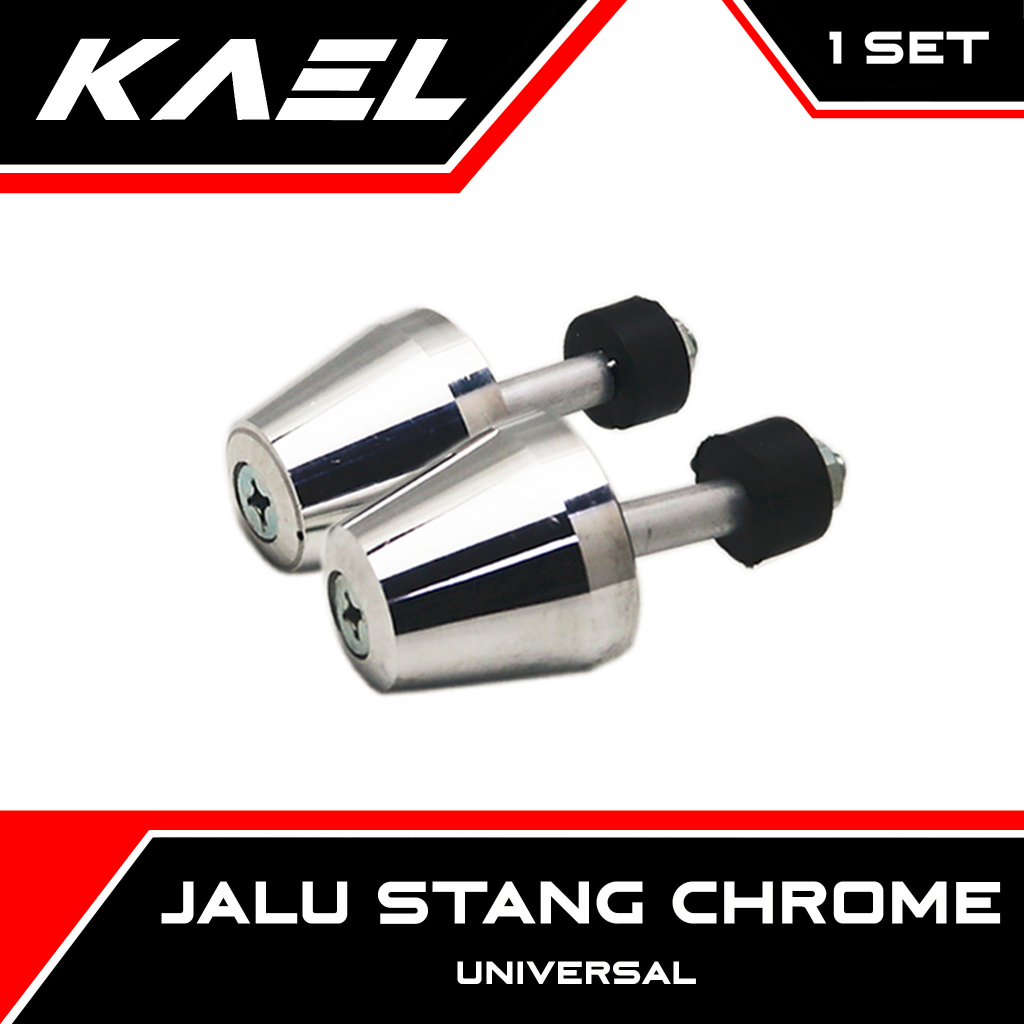 Jalu Stang Chrome PCX Mini Jumbo-Thunder-Satria FU-Shogun Motor Matic-Bebek-Sport Universal Bandul Tutup Ujung Setang Beat-FI-F1-Street-eSP &amp; Vario 150-125 LED Silver Kecil Besar