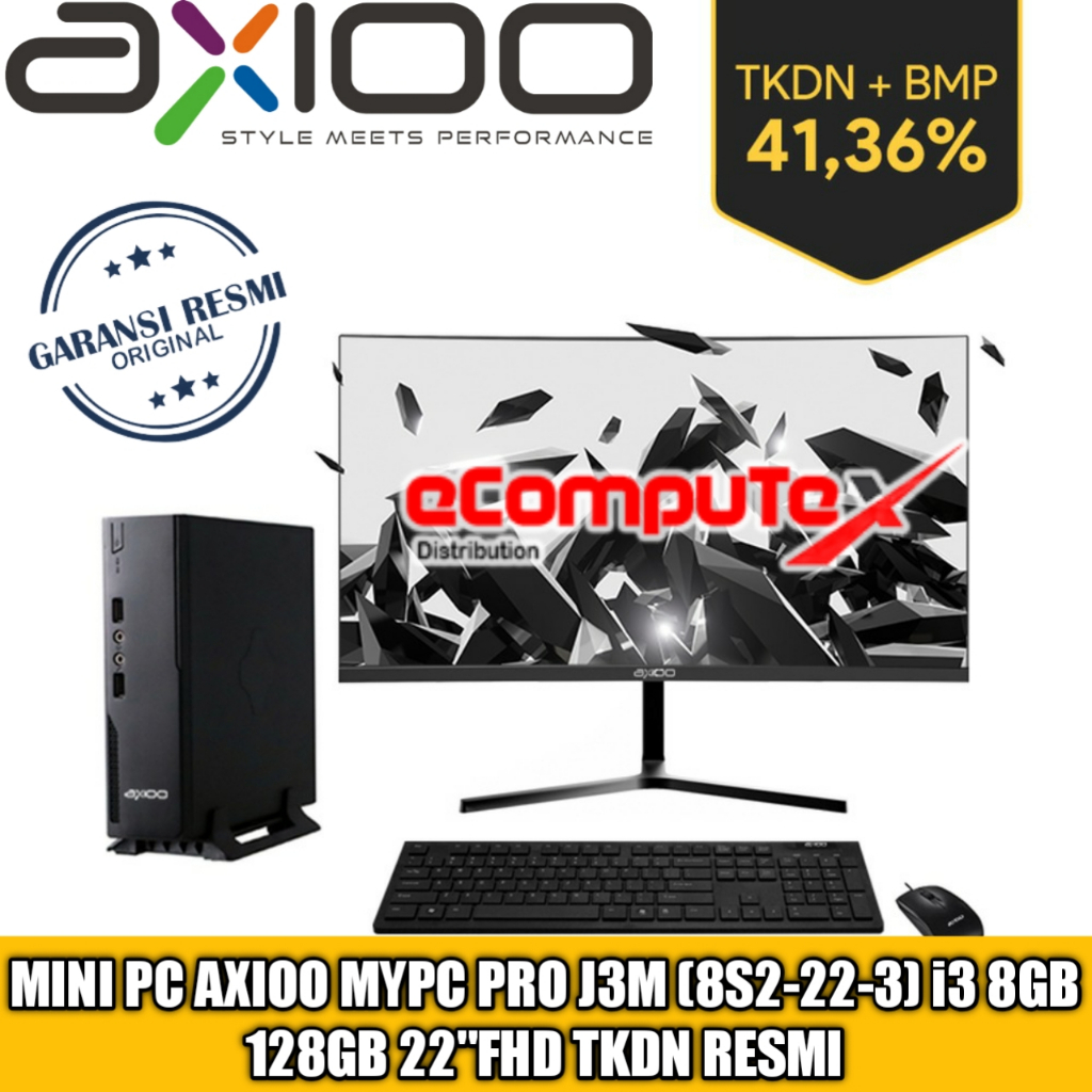 MINI PC AXIOO MYPC PRO J3M (8S2-22-3) i3 8GB 128GB 22&quot;FHD TKDN RESMI