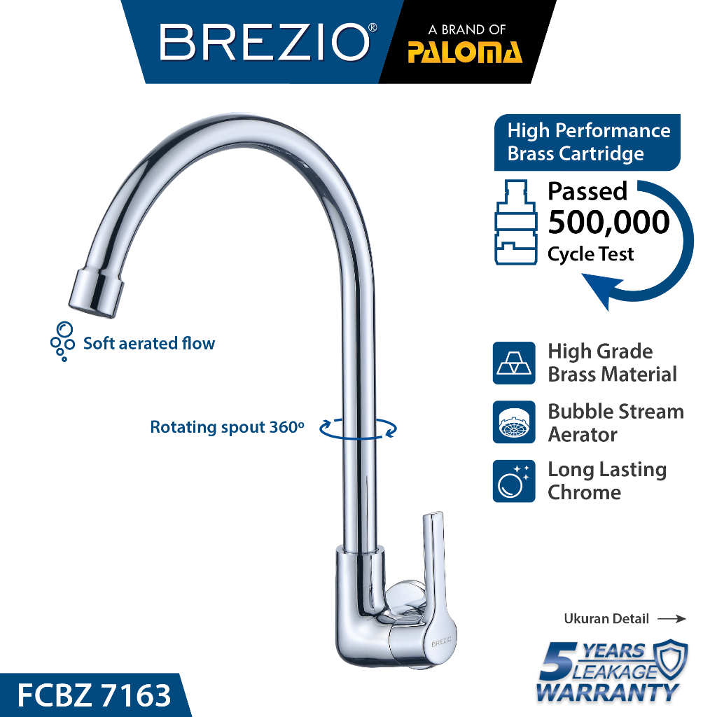 BREZIO FCBZ 7163 Keran Sink Angsa Cuci Piring Dapur Tembok Kran Air