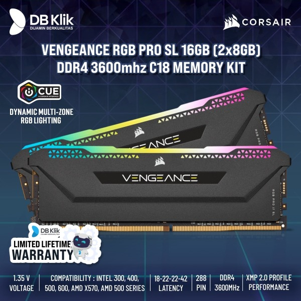 Memory Ram Corsair Vengeance Rgb Pro Ddr4 16GB Kit 3600mhz (8GbX2)