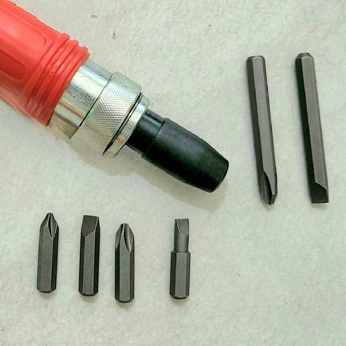 Obeng Ketok Gagang Karet + Mata Obeng Set 6pcs