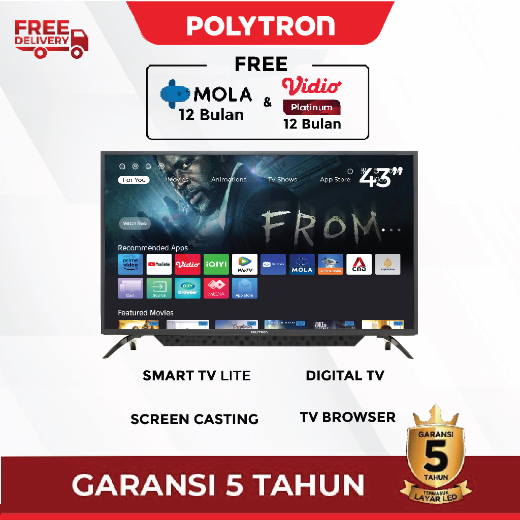 POLYTRON SMART DIGITAL TV 43" PLD 43CV1569