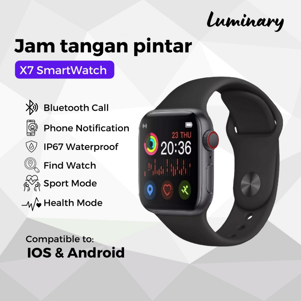 SmartWatch Smart Watch X7 Jam Tangan Pintar Sport Fitness Digital Bluetooth Layar Sentuh touch screen touchscreen Pria Wanita Anti Air Waterproof Tahan Air Dengan Pedometer Heart Rate Monitor pengukur detak jantung penghitung langkah dan kalori olahraga