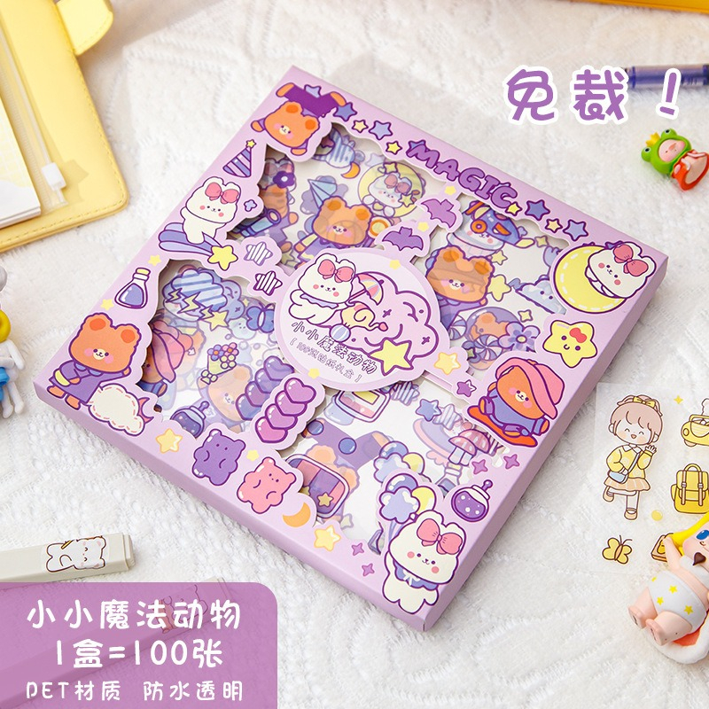 

STIKER BEAR 100 Lembar Stiker aesthetic Motif Kartun Korea Lucu Anti Air Dekorasi Handbook Scrapbook Transparant MURAH C