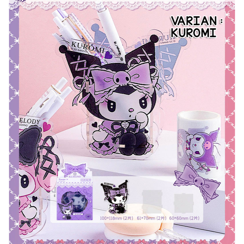 TEMPAT PULPEN ACRILIC KUROMI MY MELODY SANRIO DIY PUZZLE PEN HOLDER CUTE CREATIVE STORAGE BOX  @banyak