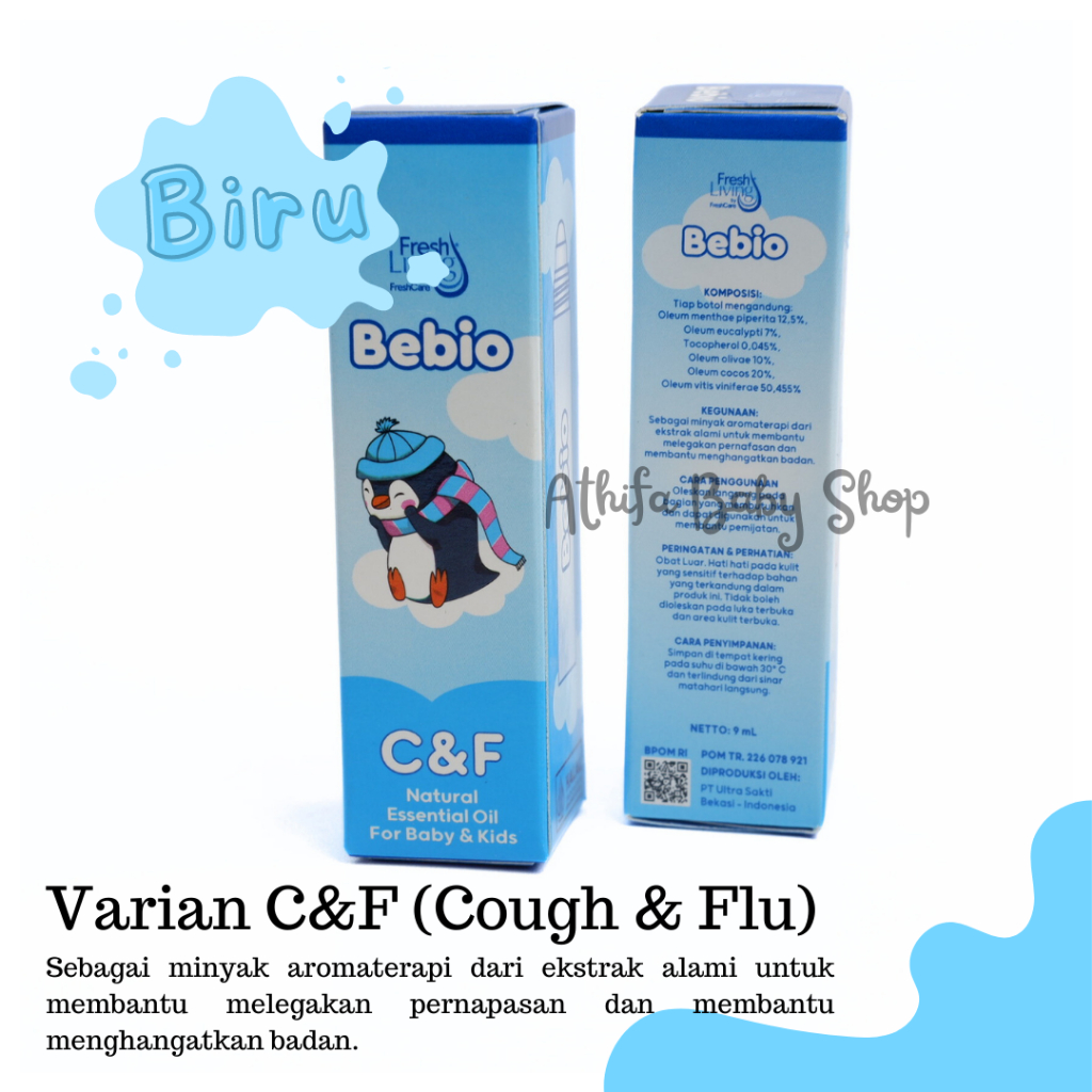 BEBIO Baby Oil Freshliving Essential Oil 9ml Cough and Flu, Gatal dan Masuk Angin Minyak Aromatherapy Untuk Bayi Meredakan Batuk Pilek Bayi