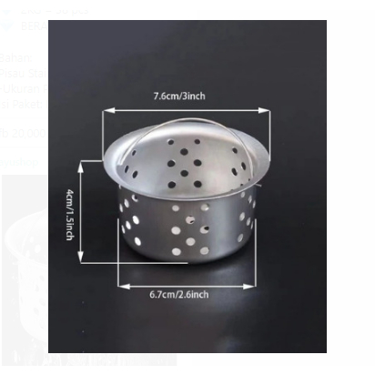 DHIO - Saringan Afur Wastafel Stainless / Alat Penyaring Kotoran Sink Anti Mampet / Drain Strainer Wadah Penampungan Pembuangan Sampah Sisa Makanan Bak Cuci Piring