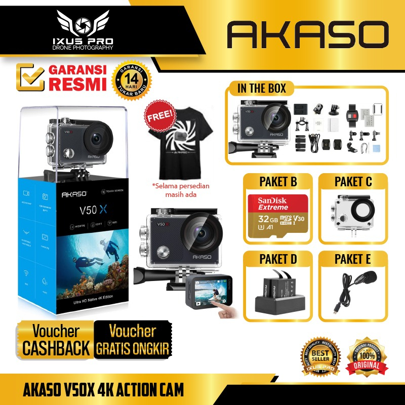 Akaso V50X 4K Action Cam Akaso V50 X Action Camera GARANSI RESMI