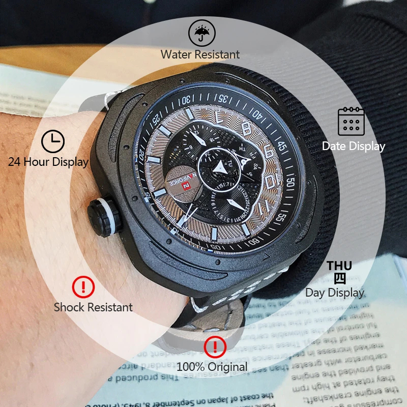 Naviforce Original NF9141 Jam Tangan Pria NAVIFORCE NF9141 NF-9141 Chrono Rantai Water Resist Tahan 