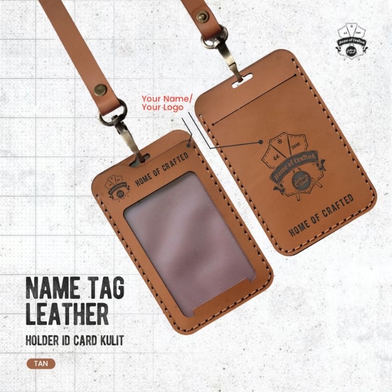 

ID Card Holder Kulit Asli Custom Logo. Name Tag Kulit Asli Kustom 003