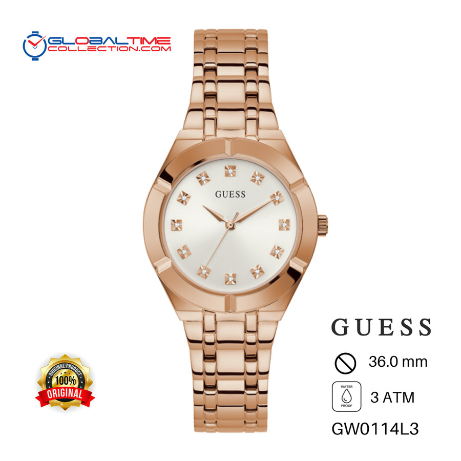 Jam Tangan Wanita GUESS Original GW0114L3 Rantai Rose Gold