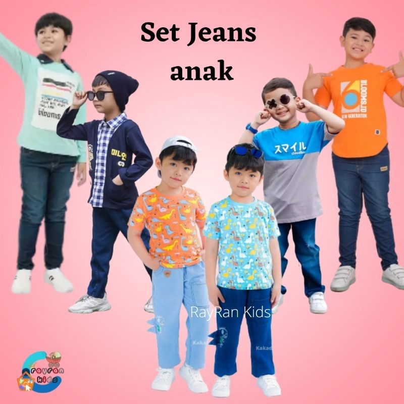Setelan Jeans anak cowok set Polo Anak Laki Laki BLOOMS.ID set jeans anak korean setelan jeans korea