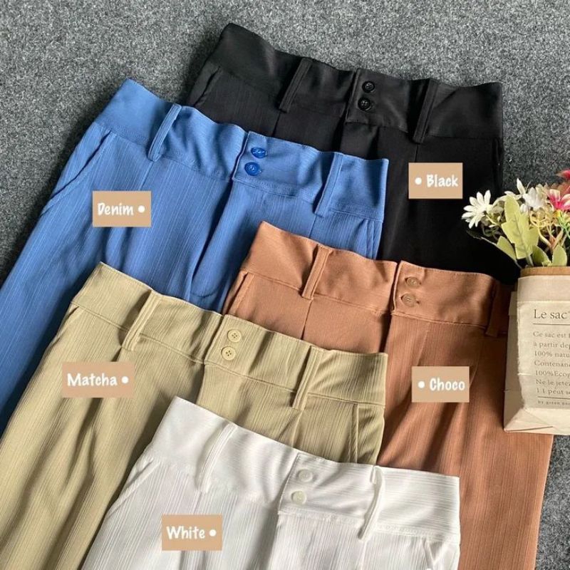 Celana Kulot Highwaist Jennie Knit Pants Cullote Wanita