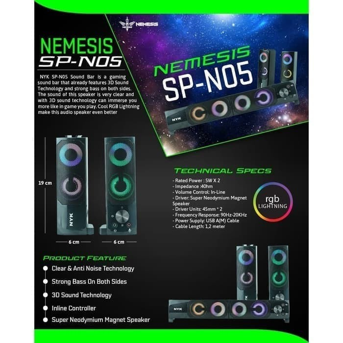 Speaker NYK Nemesis Gaming RGB NYK SP-N05 SPN05