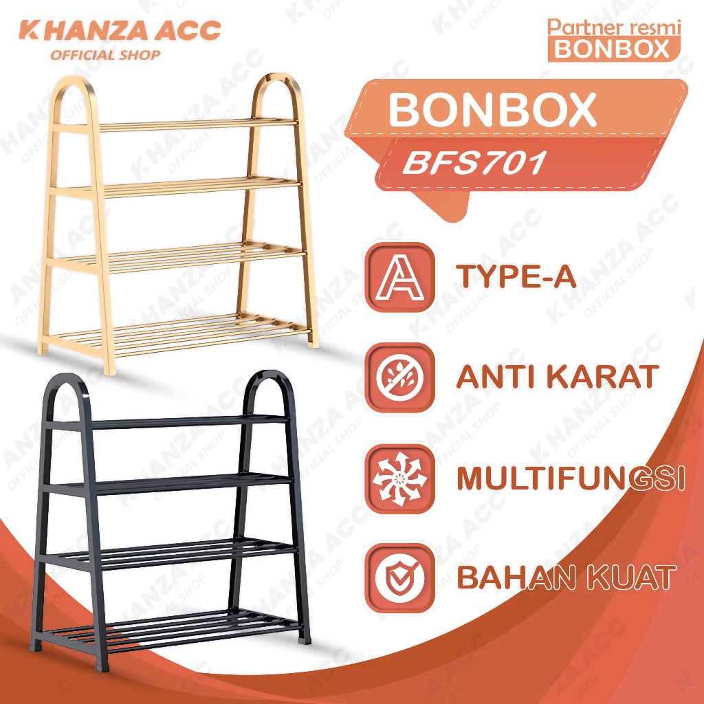 KHANZAACC BONBOX BFS701 Rak Sepatu 4 Susun Baja Design Tipe A