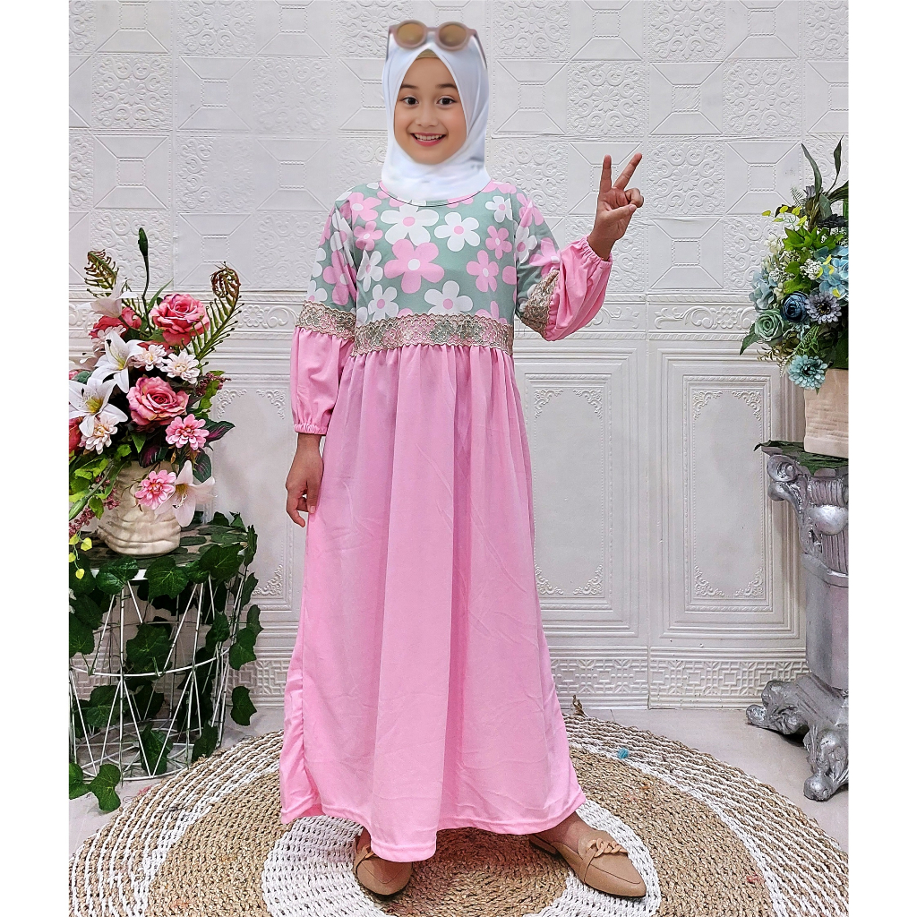 CF Kids Gamis Talia Bunga Renda Emas