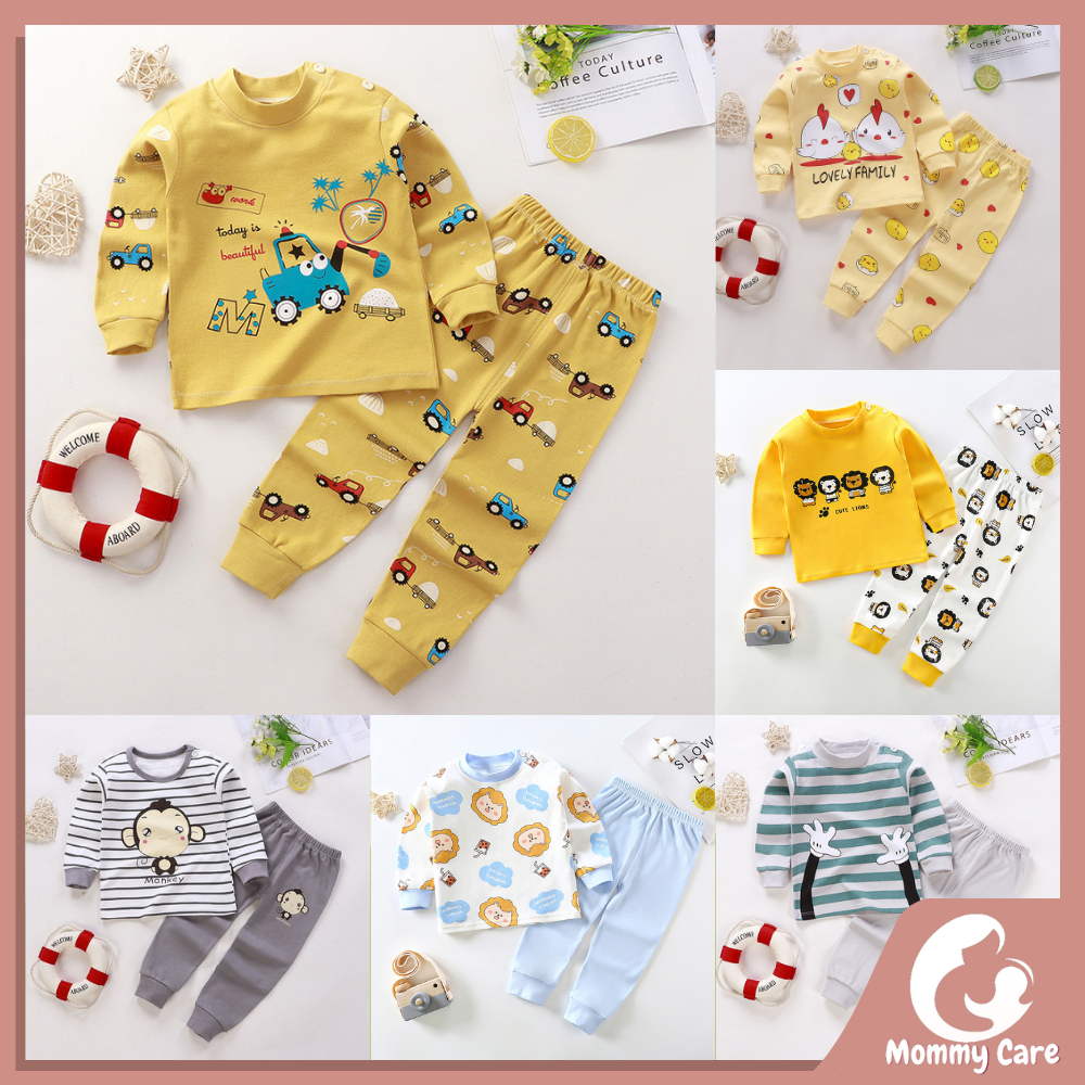 MOMMYCARE BAJU TIDUR ANAK SETELAN PIYAMA BAYI SET LENGAN PANJANG BAHAN LEMBUT PIYAMA #B190-#B195