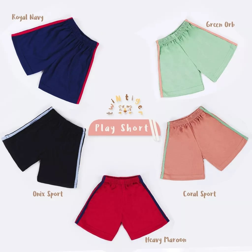 Twin Tiger Play Short Isi 3pcs - Celana Pendek Anak (TT-PLS) WARNA RANDOM