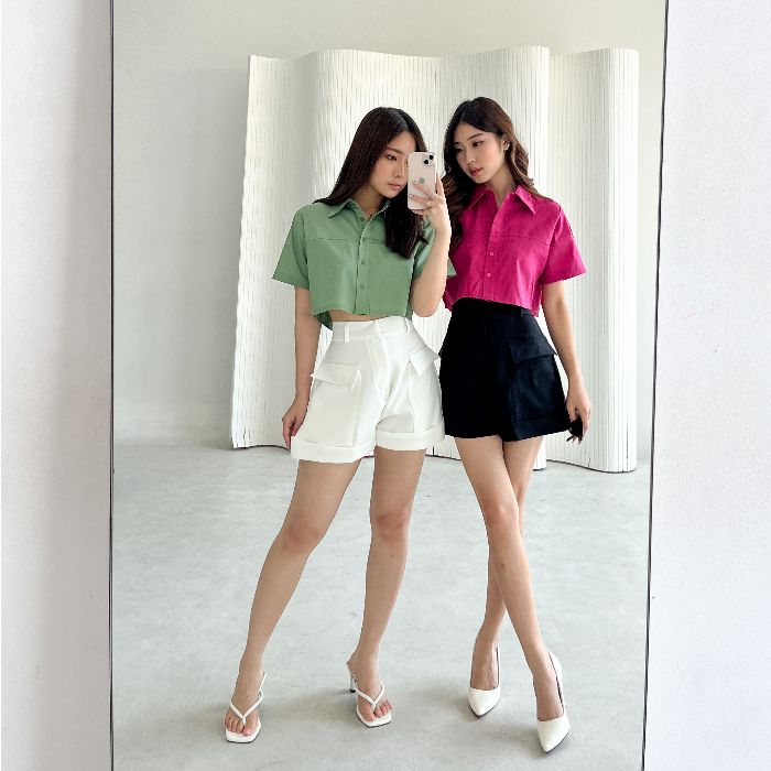 Karra Basic Crop Top / Shirt Korean Style / Crop Top / Kemeja Casual