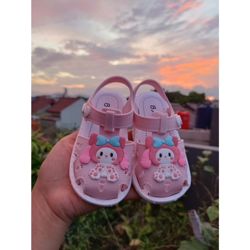 Sepatu bayi perempuan viral motif my melody lucu korea style impor 2588-A1/ 21-25 sandal anak peremmpuan bahan karet import terlaris