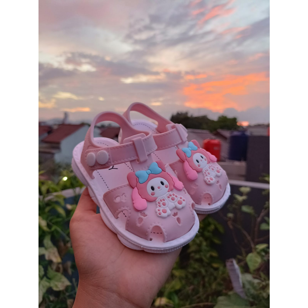 Sepatu bayi perempuan viral motif my melody lucu korea style impor 2588-A1/ 21-25 sandal anak peremmpuan bahan karet import terlaris