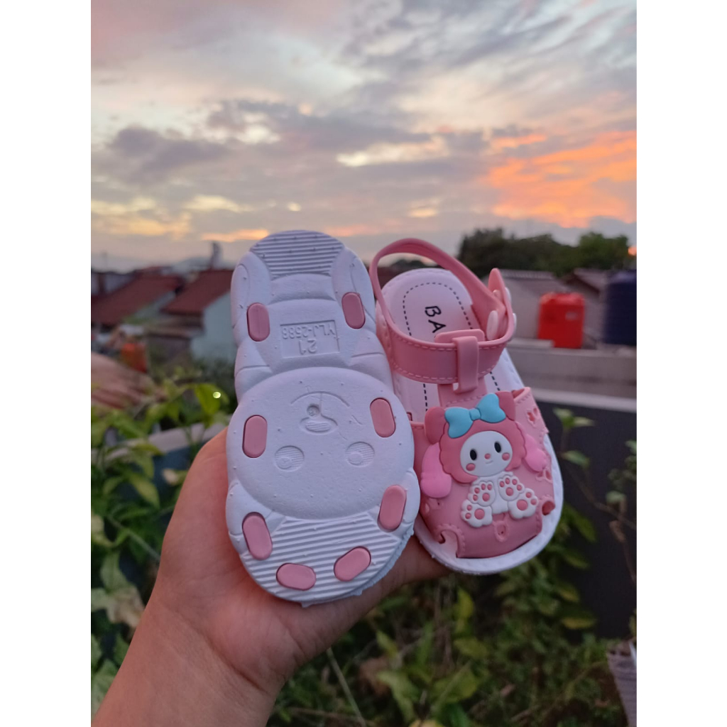 Sepatu bayi perempuan viral motif my melody lucu korea style impor 2588-A1/ 21-25 sandal anak peremmpuan bahan karet import terlaris