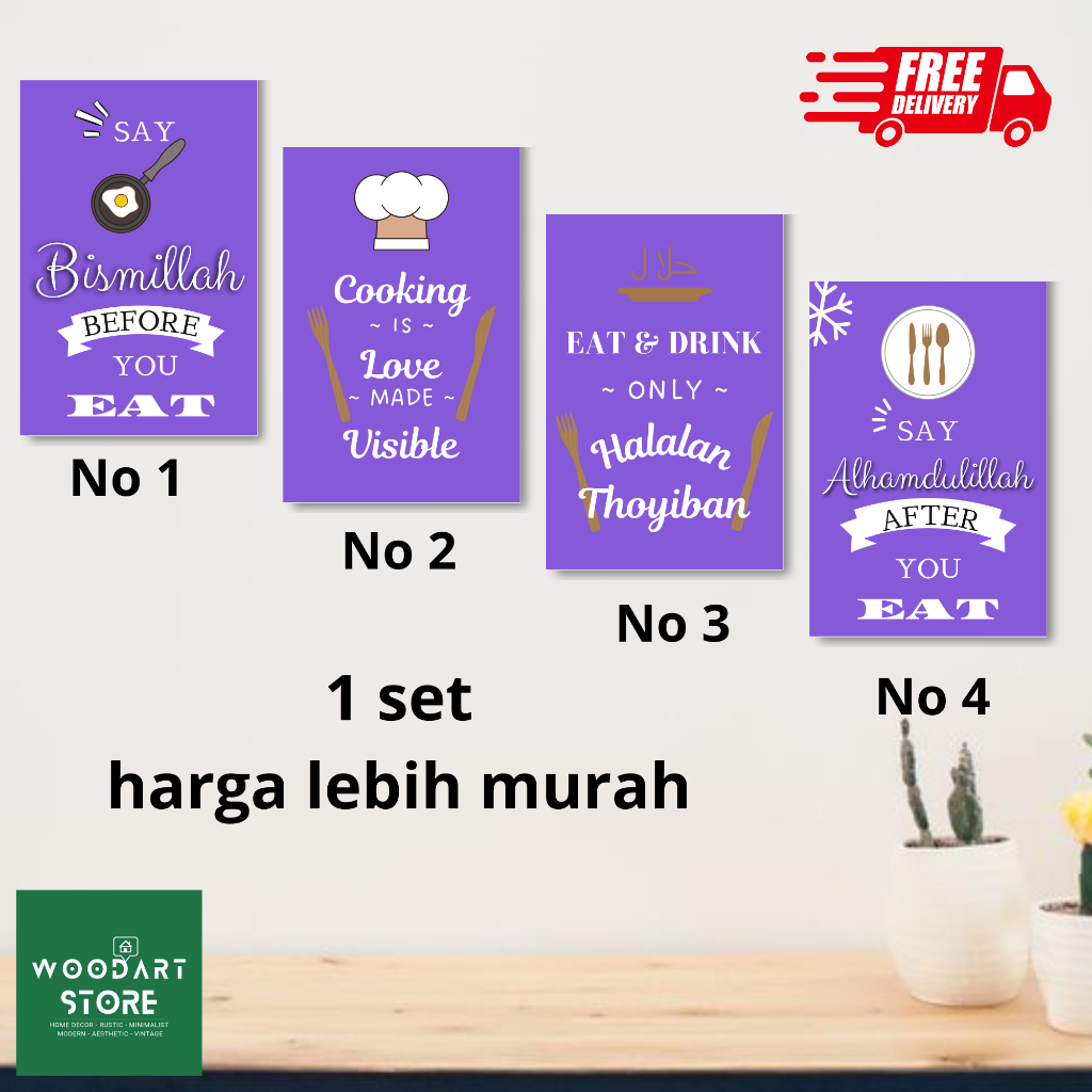 (BISA COD) HIASAN DINDING DAPUR WARNA UNGU WALL DECOR KITCHEN HOME DECOR RUANGAN VINTAGE PAJANGAN DI