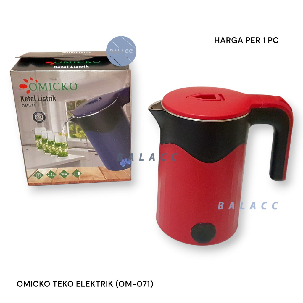 Teko Listrik 2.2 Liter Stainless Steel Omicko OM-071 Pemanas Air Electric Kettle Ketel Besar Otomatis 500 Watt