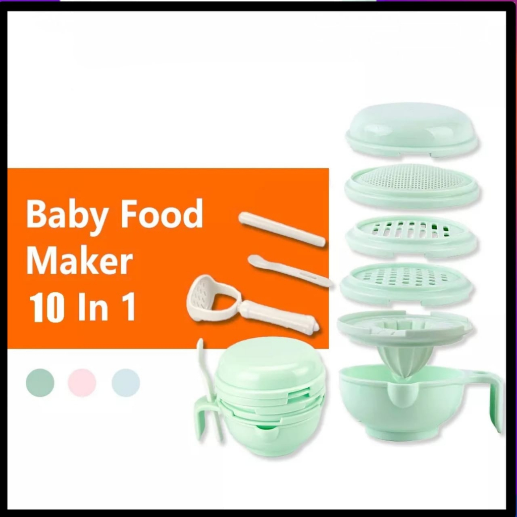 Baby Food Maker Mpasi 10 In 1 BPA Free/ Baby Grinder Set Grinding Bowl Mpasi/ Alat Pembuat Makanan Bayi Mpasi manual