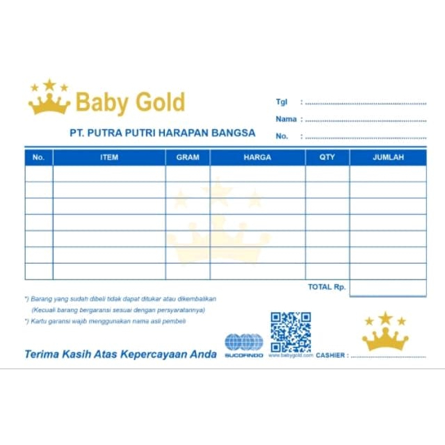 NOTA BABY GOLD TAMBAHAN