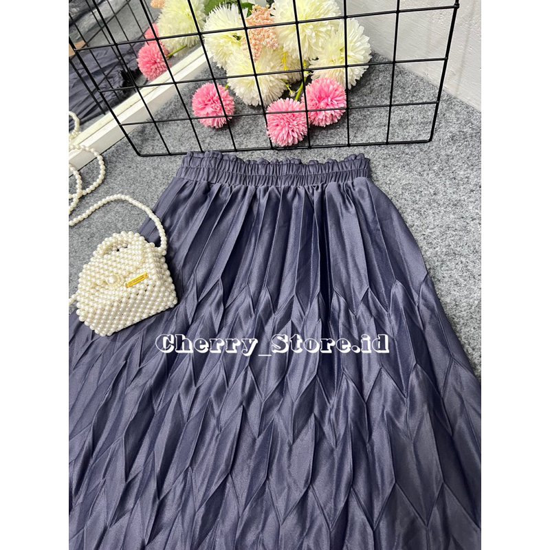 Cherry_FOXY04 | Pleated skirt FOXY PREMIUM | rok plisket daun padi wanita | rok muslim