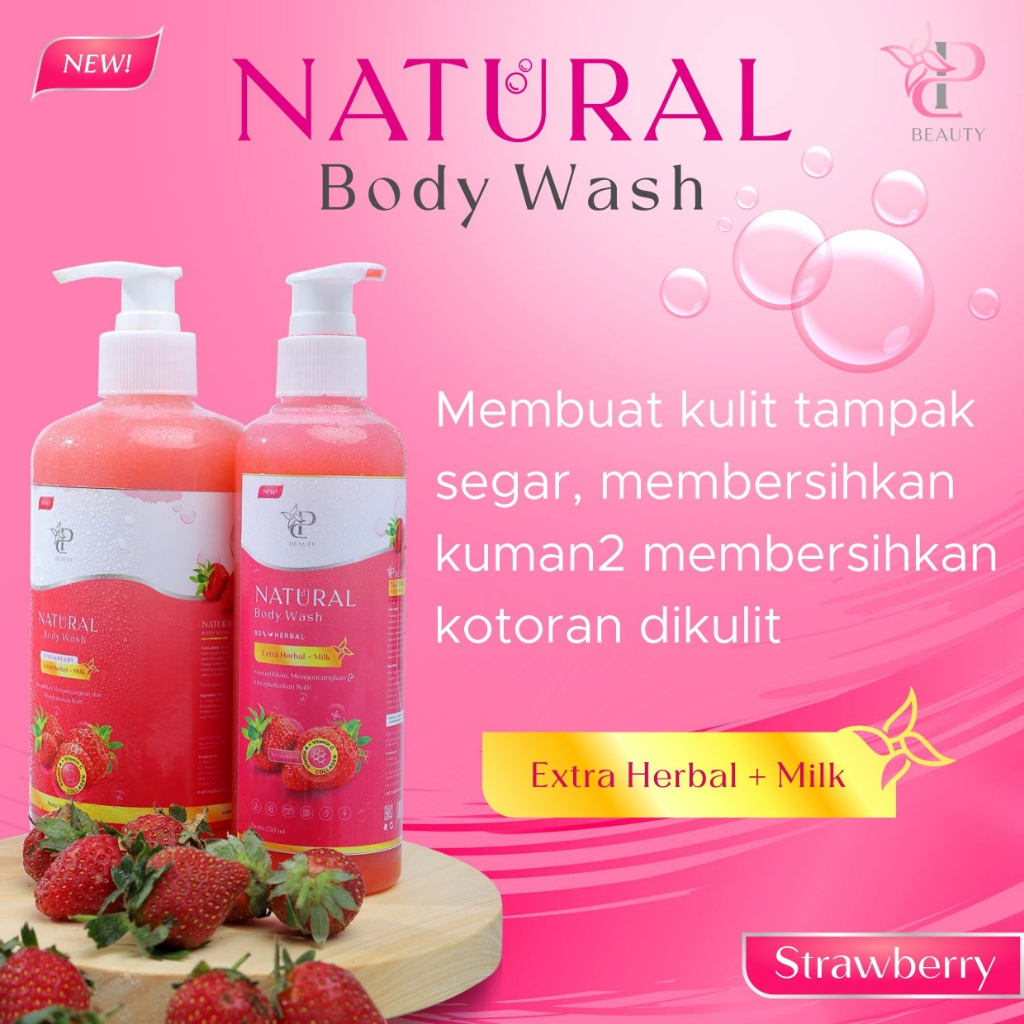 Sp Beauty Body Wash sabun cair herbal 1000ml Extra strawberry vitamin C. A &amp; Collagen. - Sabun mandi cair pemutih badan sabun cair pemutih .sabun cair herbal strawberry 1000ml