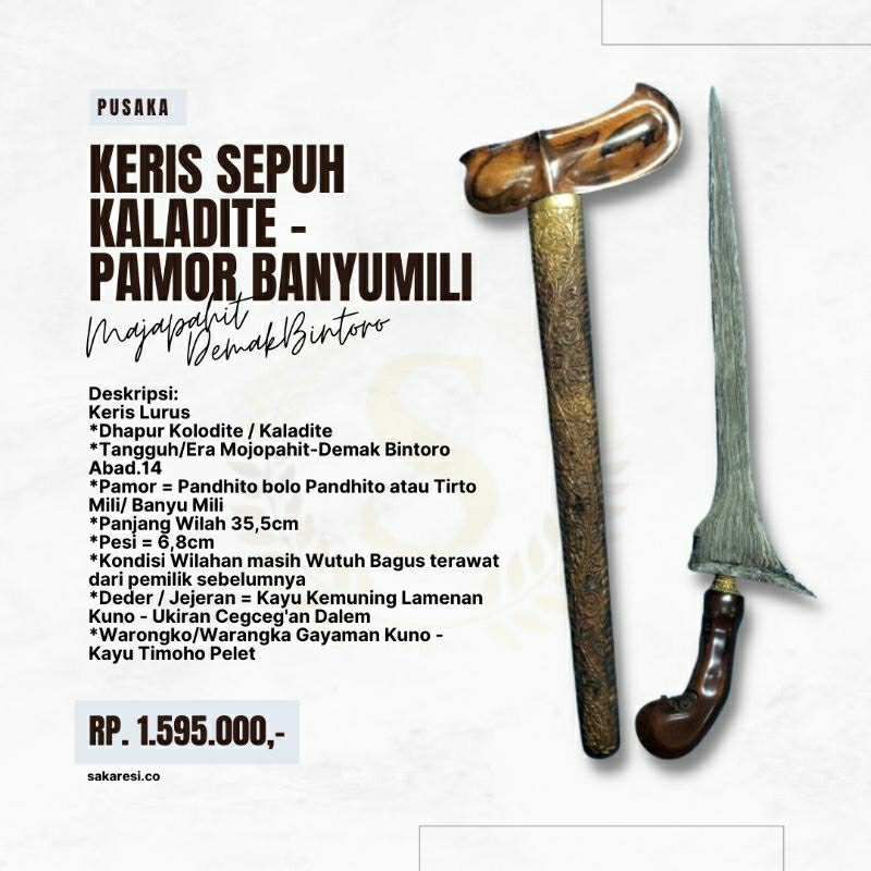 Keris Sepuh Ori Tua Kuno Sepuh Wingit Pamor Banyu Mili Majapahit Langka Antik Asli