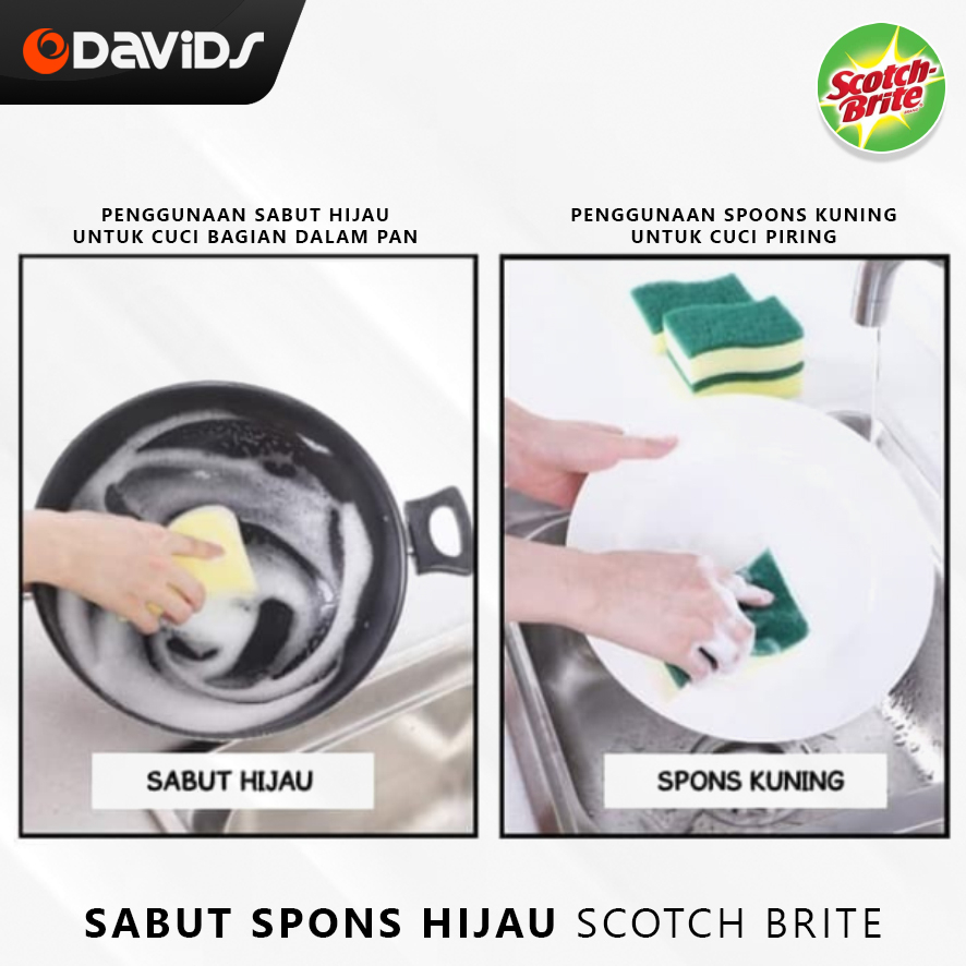 Sabut Cuci Piring Spons Sponge Sepon Busa Scotch Brite 3M Set 5 Pad