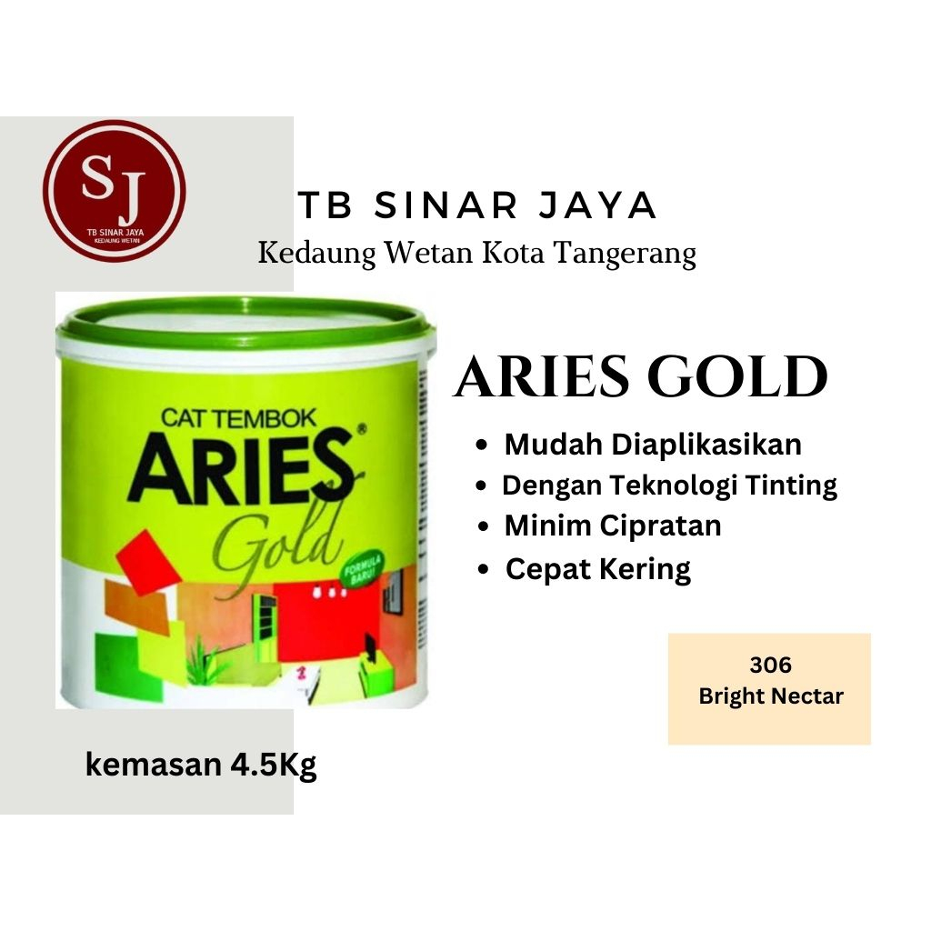 Aries Gold Galon 4.5Kg Cat Tembok Dinding Plafon Interior -306 Bright Nectar
