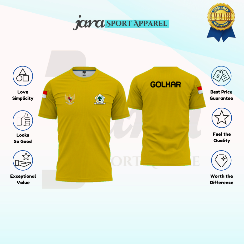 Kaos T shirt GOLKAR Full Printing  Bahan Dryfit Free Custom Nama Baju Pemilu Partai Golongan Karya 2