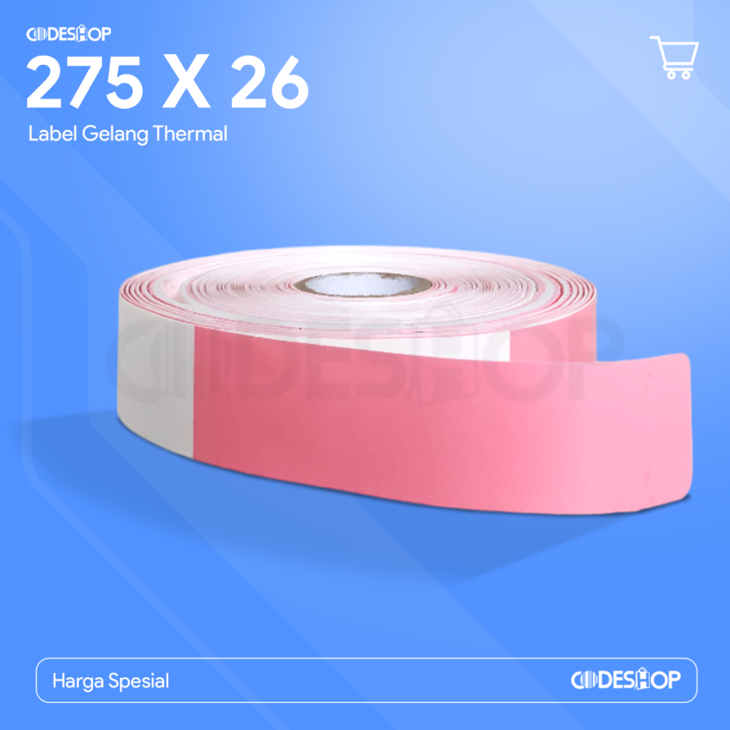 

Codeshop Label Gelang Pasien Pink 275x26mm Thermal isi 200 pcs