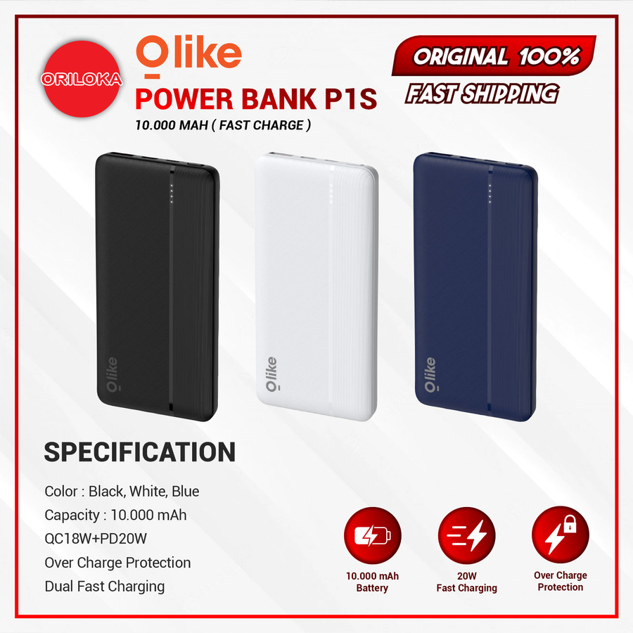 Olike Powerbank P1S 10000 mAh 18W Fast Charging - Garansi Resmi