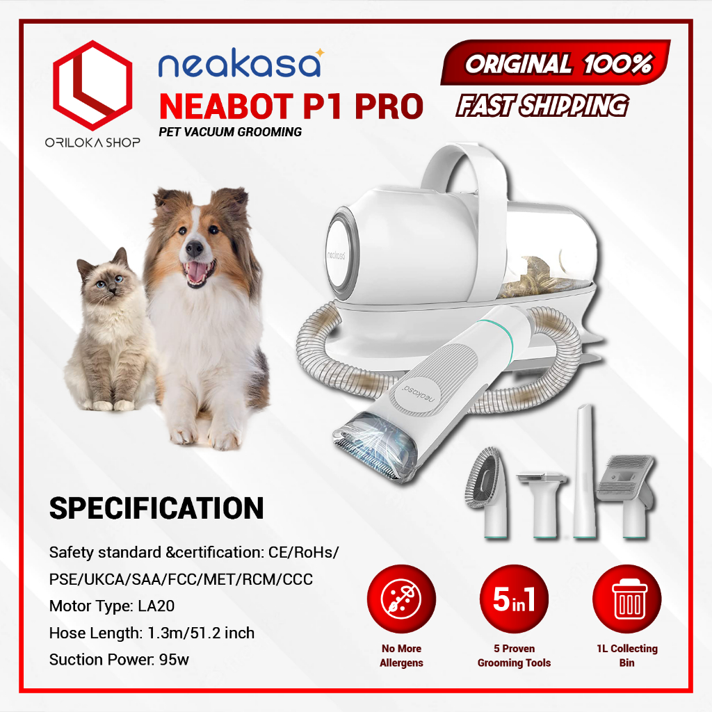 Neakasa by neabot P1 Pro Pet vacuum &amp; gromming kit / Alat Gromming Bulu Hewan - Garansi Resmi