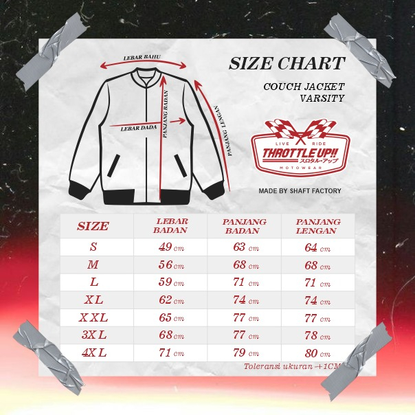 Jaket Varsity THROTTLE UP!! STREETVANQUISH retro classic. RIDING/TOURING/ outdoor bahan waterproof.